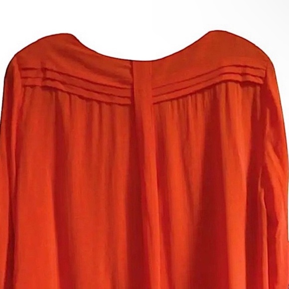 Anthropologie Drapey Pleated Henley Top P10 Petite Large Red Front Pocket Blouse - Picture 11 of 16